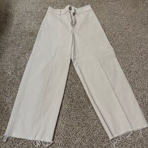 Khaki Straight Leg Pant - Ankle Cropped & High Waisted